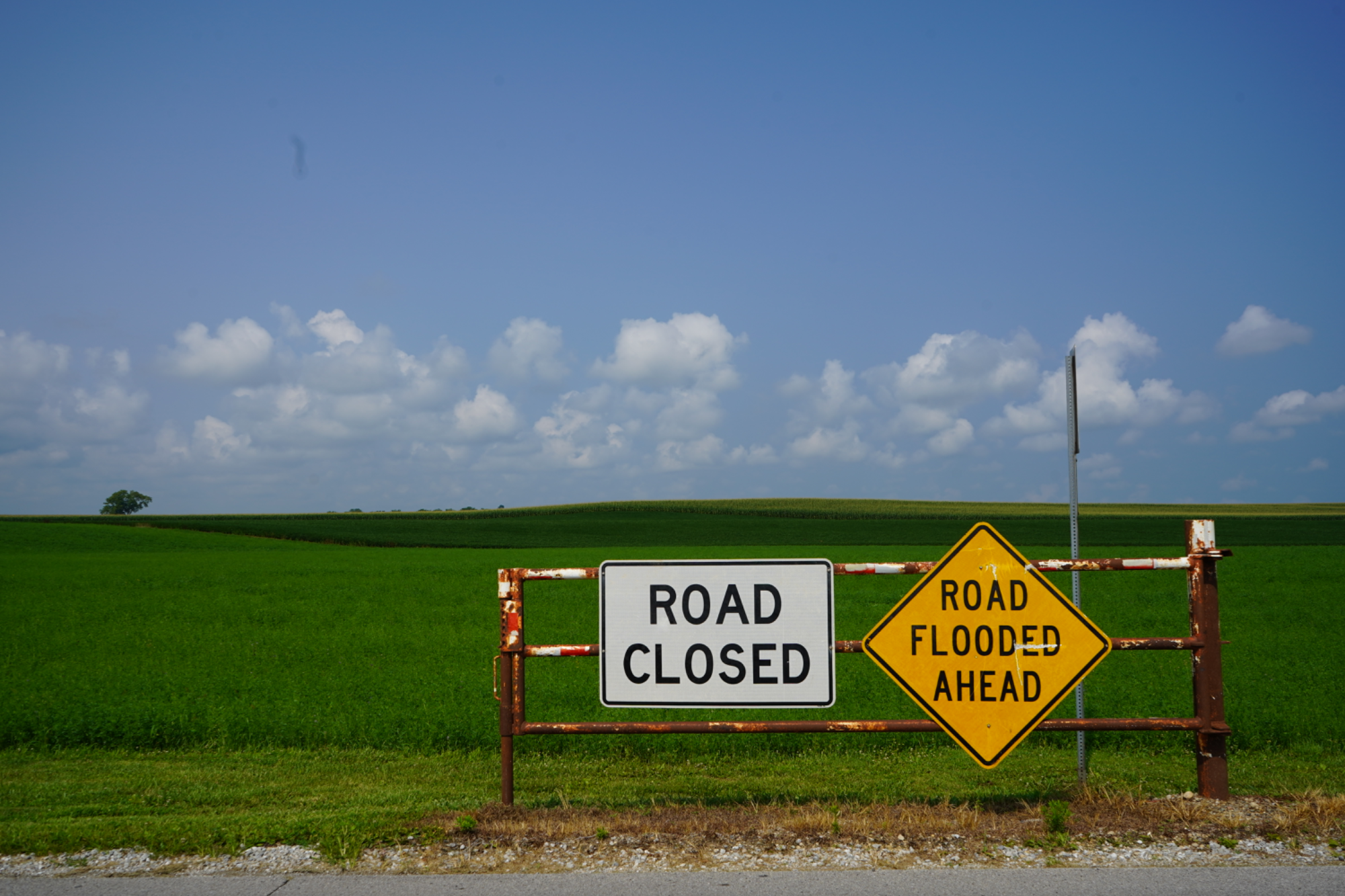 Road closed flooded ahead