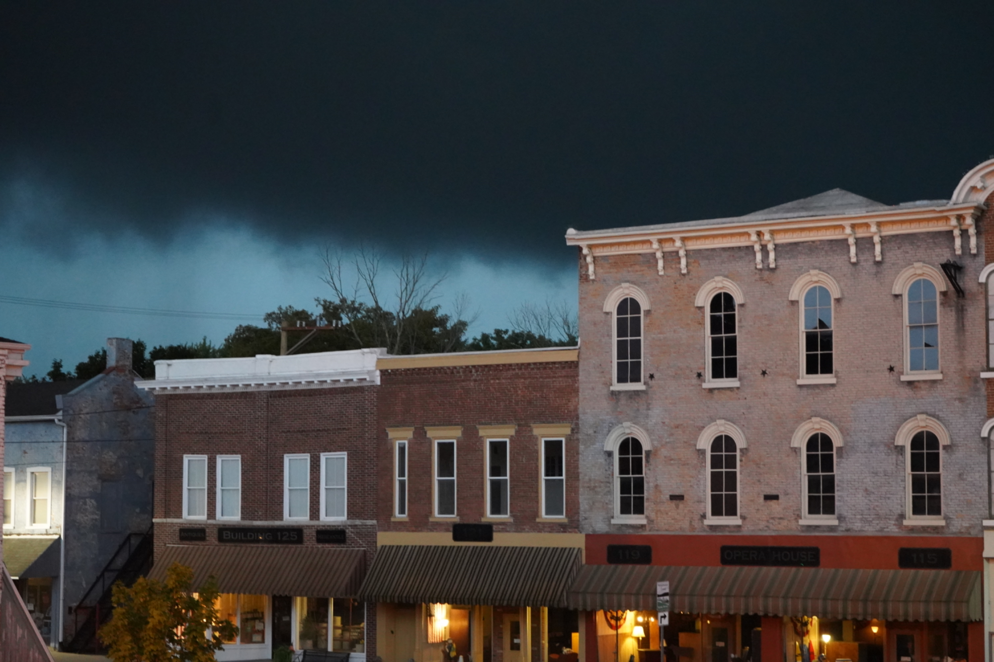Main street storm clouds