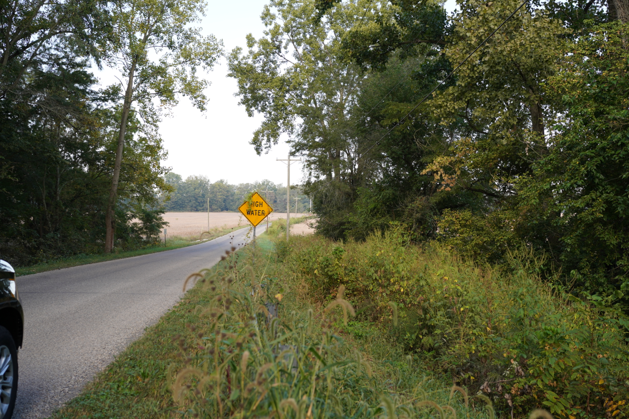 High water sign country road